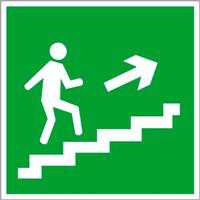 Знак электробезопасности Вверх по лестнице направо